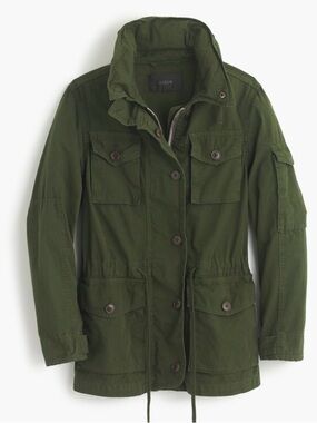 J.CREW Field Mechanic Jacket Olive Green Military Utility Hooded Cotton XS